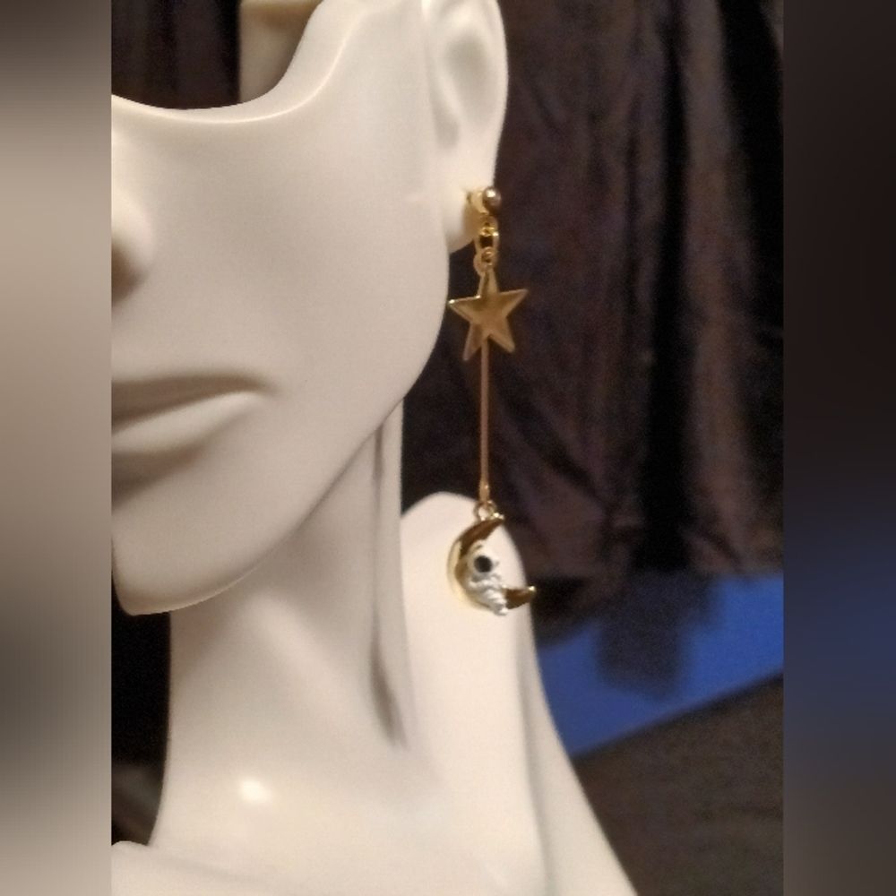 Astronaut, Planet & Stars Dangle Earrings